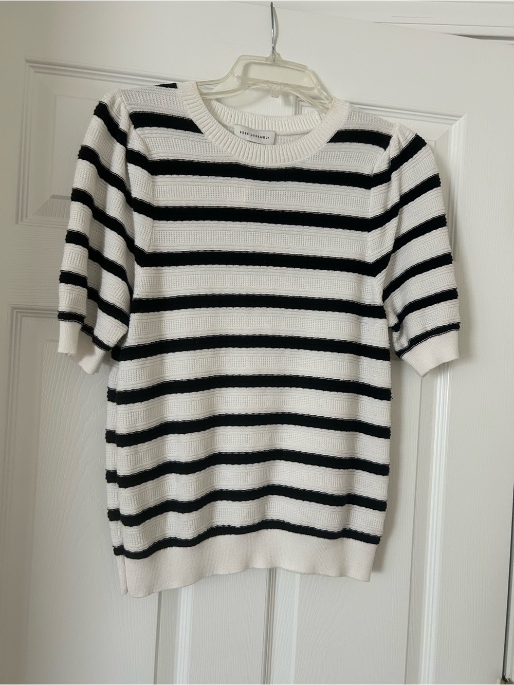 Free Assembly Black & White Striped Knit Top